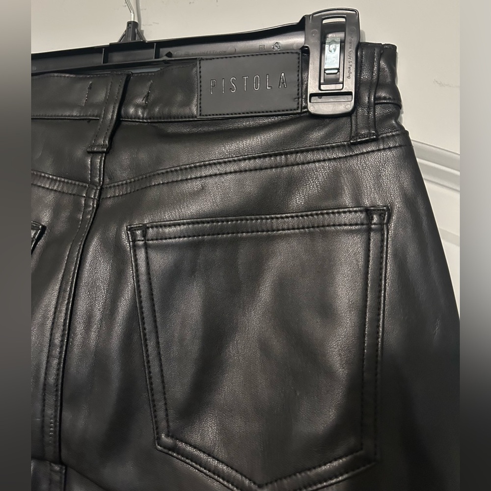 Pistola Black Faux Leather Onyx Cropped Straight Leg Pants - Size 26 NWT - Picture 6 of 6